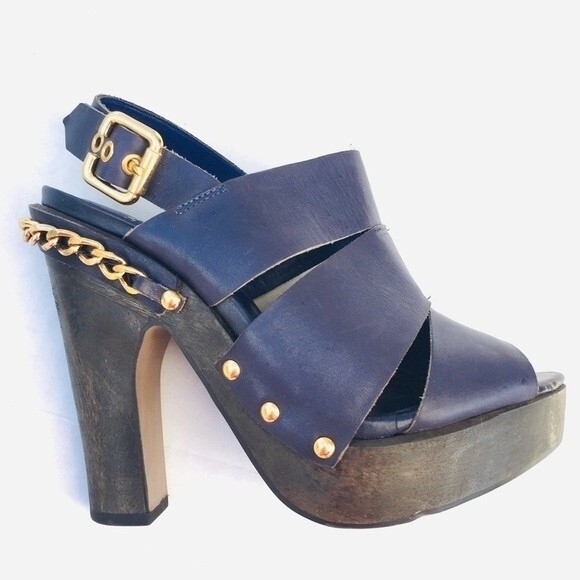 Carvela Kurt Geiger ChainStud Detailed Leather Platform Sandals 37 - Picture 8 of 14